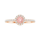 Lab Grown Pink White Diamond Halo Engagement Ring with IGI Certificate