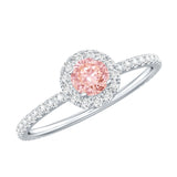 Lab Grown Pink White Diamond Halo Engagement Ring with IGI Certificate