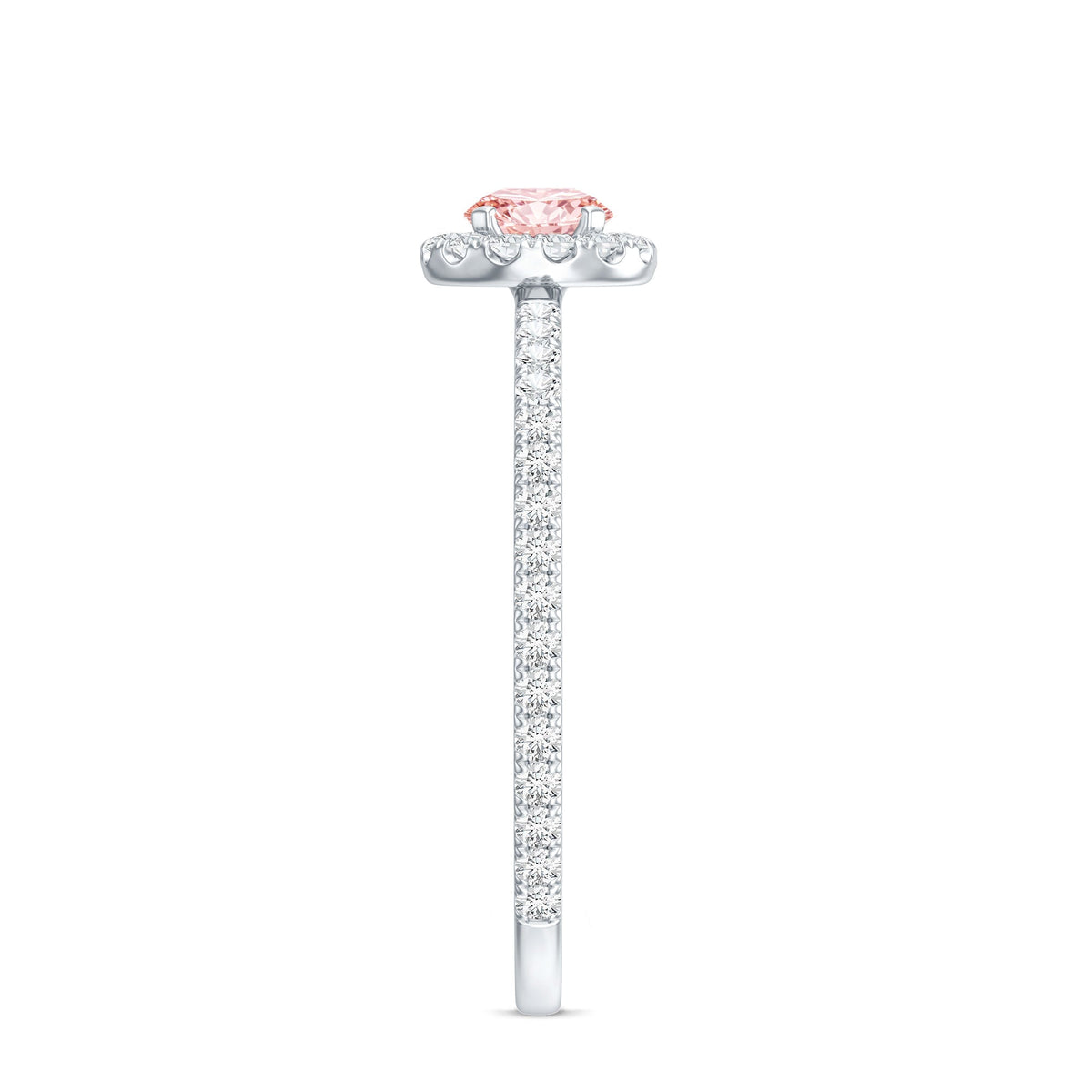 Lab Grown Pink White Diamond Halo Engagement Ring with IGI Certificate