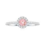 Lab Grown Pink White Diamond Halo Engagement Ring with IGI Certificate