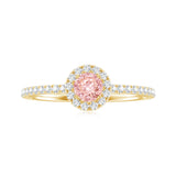 Lab Grown Pink White Diamond Halo Engagement Ring with IGI Certificate