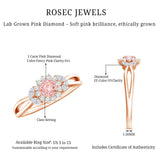 Lab Grown Pink and White Diamond Flower Engagement Ring IGI Certified