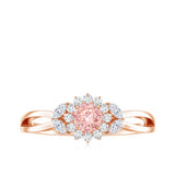 Lab Grown Pink and White Diamond Flower Engagement Ring IGI Certified