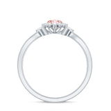 Lab Grown Pink and White Diamond Flower Engagement Ring IGI Certified