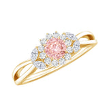 Lab Grown Pink and White Diamond Flower Engagement Ring IGI Certified
