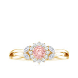 Lab Grown Pink and White Diamond Flower Engagement Ring IGI Certified