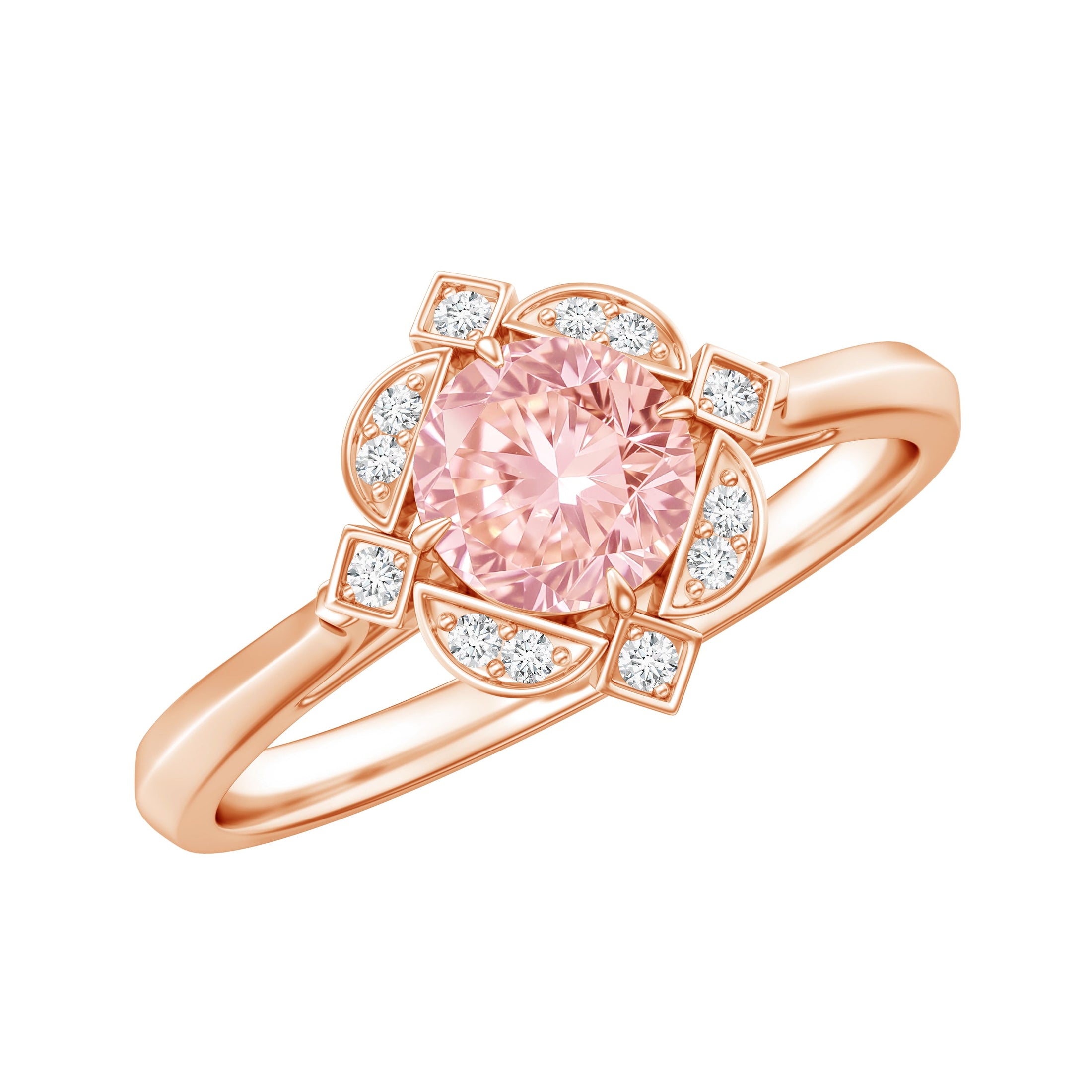 Vintage Inspired Lab Grown Pink Diamond Engagement Ring with IGI Certificate