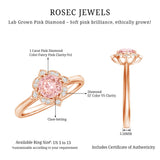 Vintage Inspired Lab Grown Pink Diamond Engagement Ring with IGI Certificate
