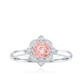 Vintage Inspired Lab Grown Pink Diamond Engagement Ring with IGI Certificate