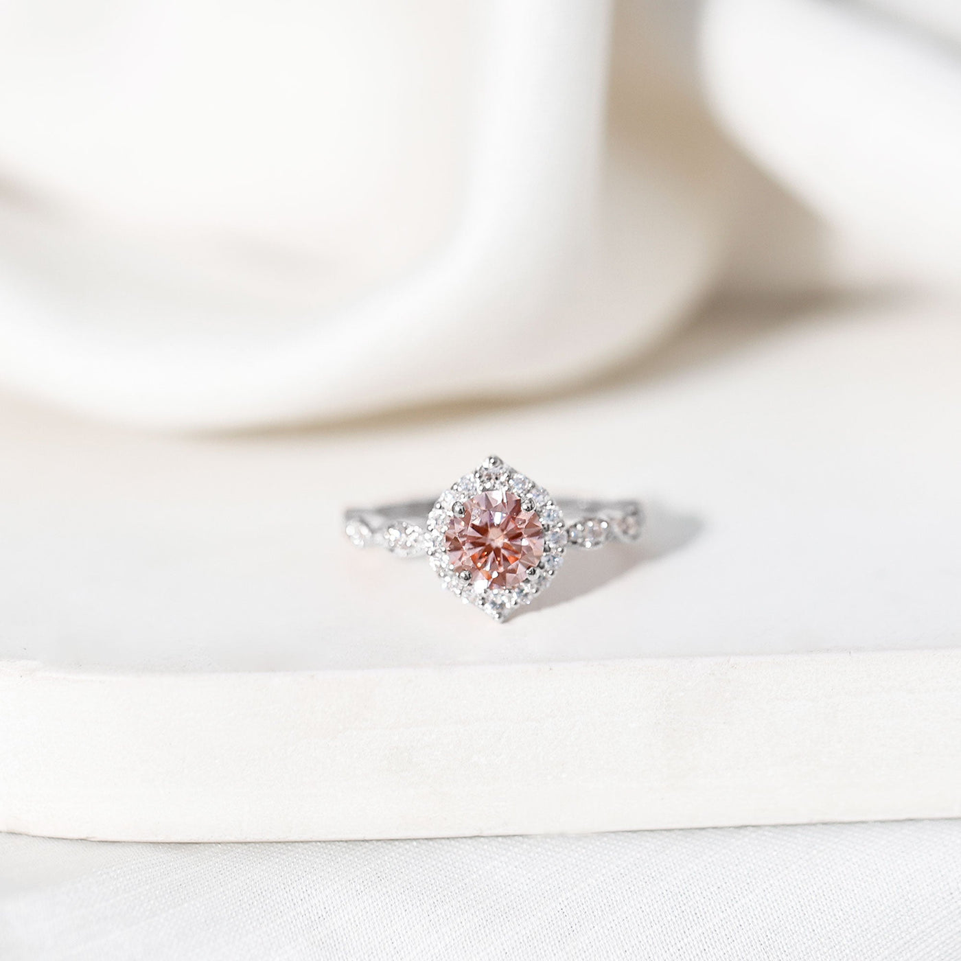 IGI Certified Lab Grown Pink White Diamond Designer Engagement Ring