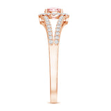 IGI Certified 1 CT Pink Lab Grown Diamond Halo Engagement Ring