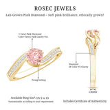 Lab Grown Pink Diamond Bypass Engagement Ring with IGI Certificate