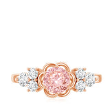 Nature Inspired Lab Grown Pink Diamond Flower Engagement Ring with IGI Certificate