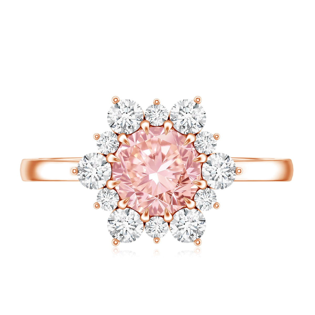 IGI Certified 1 CT Lab Grown Pink and White Diamond Halo Engagement Ring