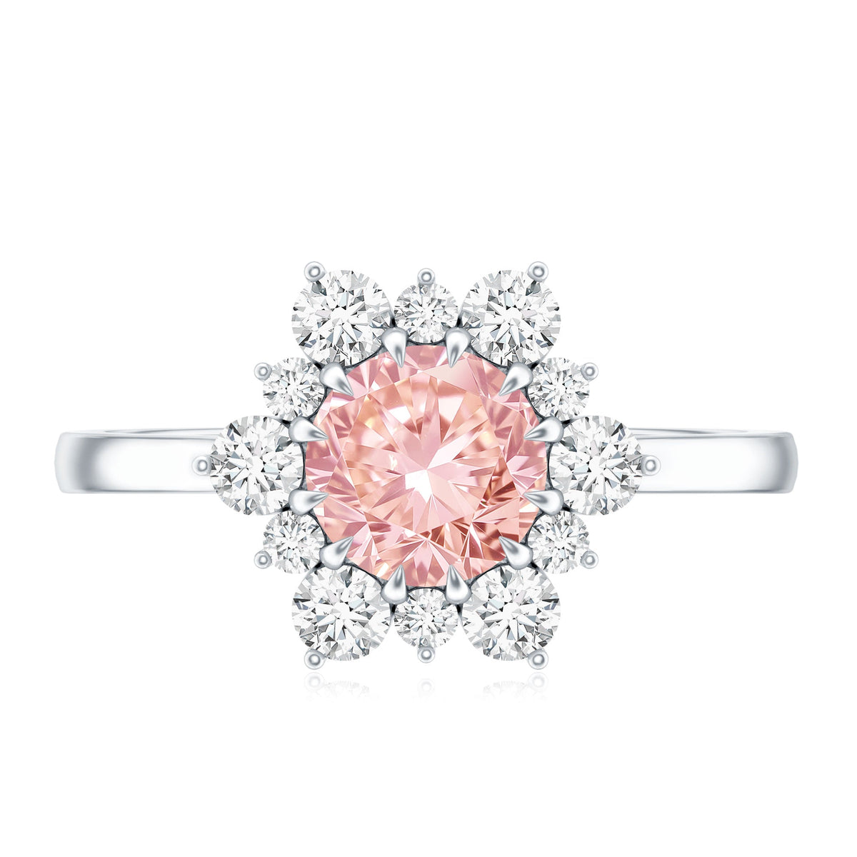 IGI Certified 1 CT Lab Grown Pink and White Diamond Halo Engagement Ring