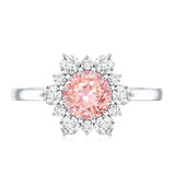 IGI Certified 1 CT Lab Grown Pink and White Diamond Halo Engagement Ring