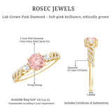 Lab Grown Fancy Pink Diamond Engagement Ring with IGI Certificate