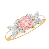 IGI Certified Lab Grown Pink White Diamond Flower Engagement Ring
