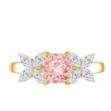 IGI Certified Lab Grown Pink White Diamond Flower Engagement Ring