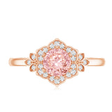 Pink and White Lab Grown Diamond Designer Engagement Ring with IGI Certificate