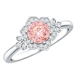 Pink and White Lab Grown Diamond Designer Engagement Ring with IGI Certificate
