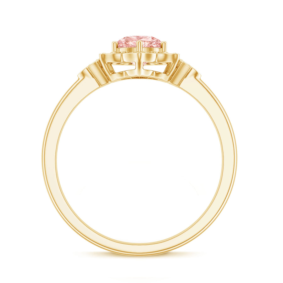 Pink and White Lab Grown Diamond Designer Engagement Ring with IGI Certificate