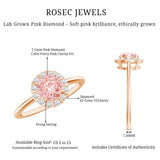 Fancy Intense Pink Lab Grown Diamond Halo Engagement Ring with IGI Certificate