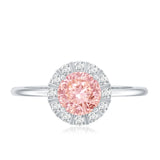 Fancy Intense Pink Lab Grown Diamond Halo Engagement Ring with IGI Certificate