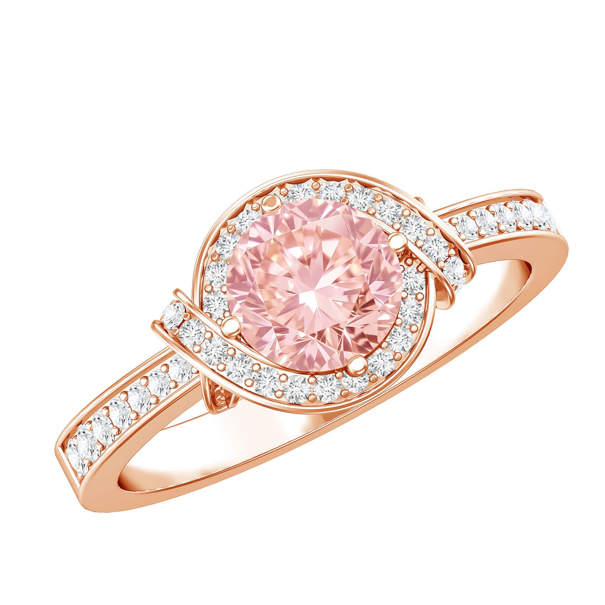 IGI Certified Lab Grown Pink Diamond Halo Engagement Ring for Women