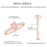 IGI Certified 1 CT Lab Grown Pink Diamond Heart Engagement Ring with Side Stones