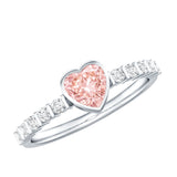 IGI Certified 1 CT Lab Grown Pink Diamond Heart Engagement Ring with Side Stones