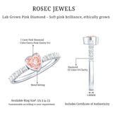 IGI Certified 1 CT Lab Grown Pink Diamond Heart Engagement Ring with Side Stones