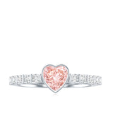 IGI Certified 1 CT Lab Grown Pink Diamond Heart Engagement Ring with Side Stones