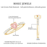 IGI Certified 1 CT Lab Grown Pink Diamond Heart Engagement Ring with Side Stones