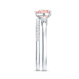 IGI Certified Lab Grown Pink Heart Engagement Ring With Diamond Wedding Band