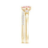 IGI Certified Lab Grown Pink Heart Engagement Ring With Diamond Wedding Band