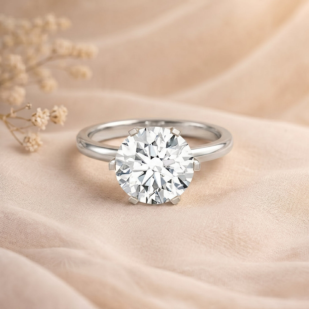IGI Certified 5 Carat Lab Grown Diamond Solitaire Engagement Ring