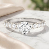 IGI Certified Round Lab Grown Diamond Side Stone Engagement Ring