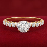 IGI Certified Round Lab Grown Diamond Side Stone Engagement Ring