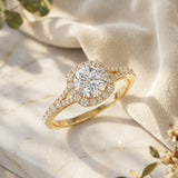 IGI Certified 1 Carat Lab Grown Diamond Halo Engagement Ring for Women