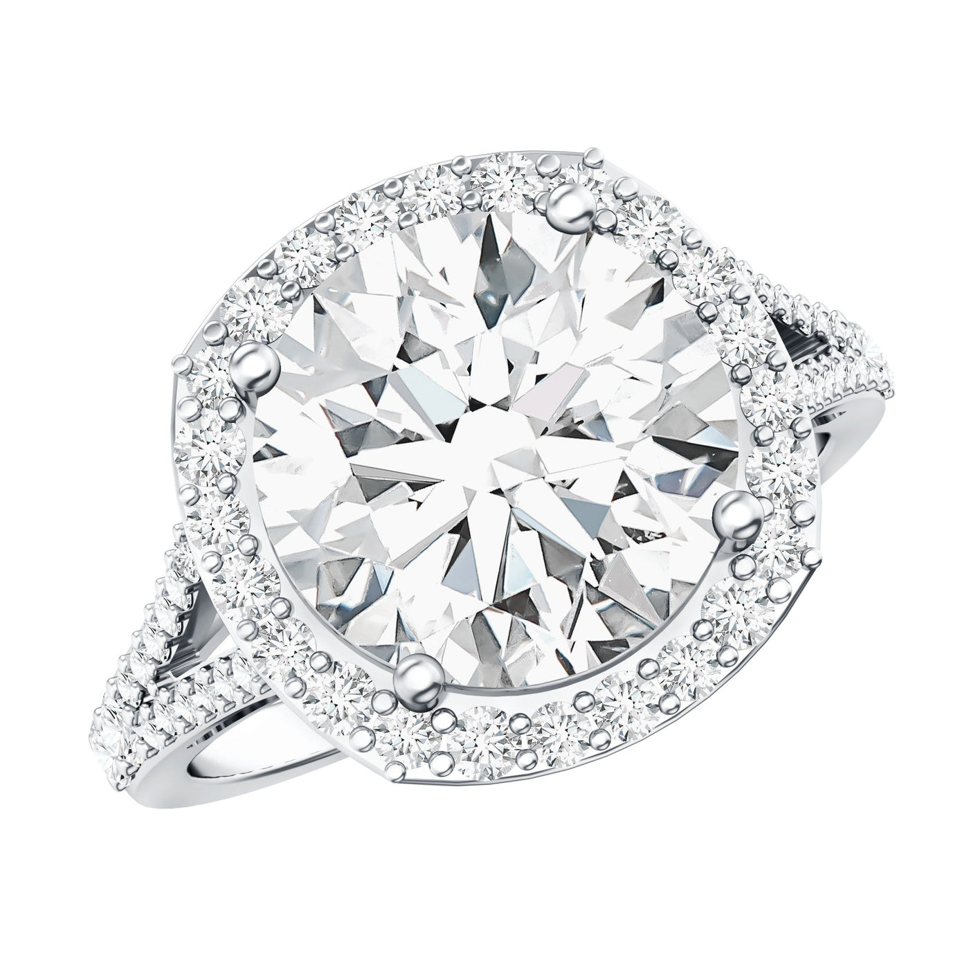 IGI Certified Lab Grown Diamond Statement Engagement Ring with Split Shank