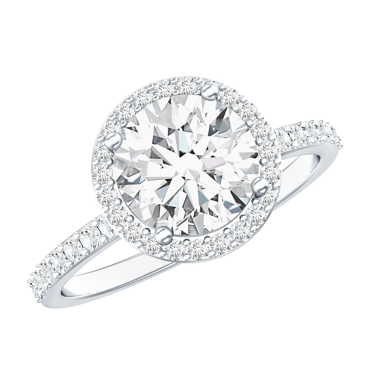 2 Carat Lab Grown Diamond Halo Engagement Ring with IGI Certificate