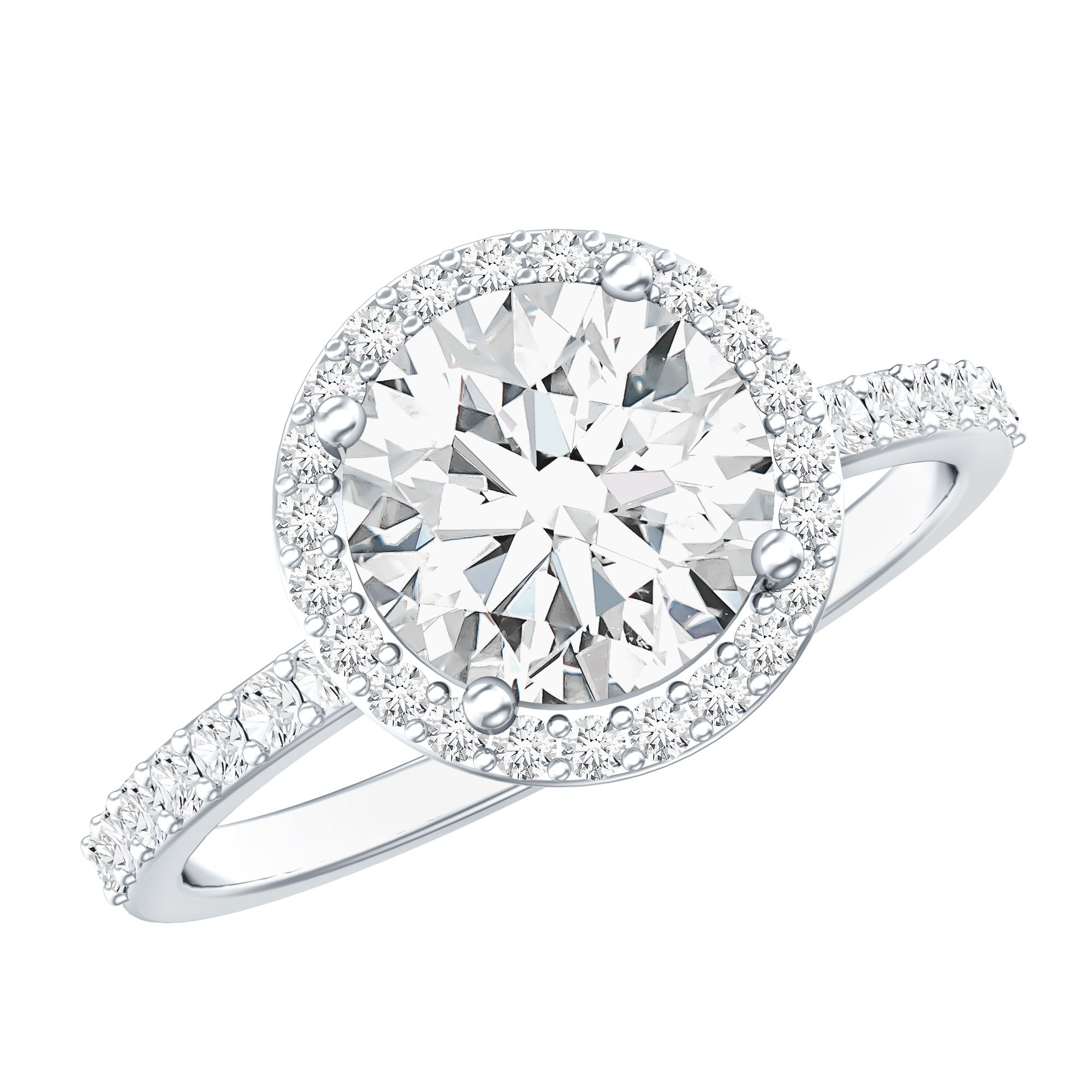 2 Carat Lab Grown Diamond Halo Engagement Ring with IGI Certificate