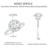 2 Carat Lab Grown Diamond Halo Engagement Ring with IGI Certificate