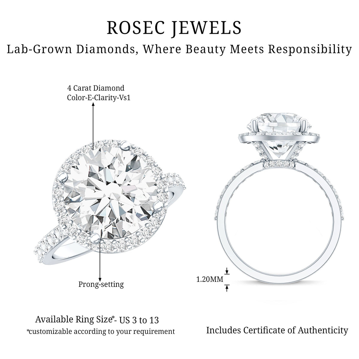 4 Carat Lab Grown Diamond Cocktail Engagement Ring with IGI Certificate