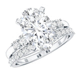 IGI Certified 3 Carat Oval Lab Grown Diamond Marriage Ring Set for Women