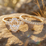 IGI Certified 3 Carat Oval Lab Grown Diamond Marriage Ring Set for Women
