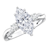 2 Carat Marquise Cut Lab Grown Diamond Crossover Engagement Ring with IGI Certificate