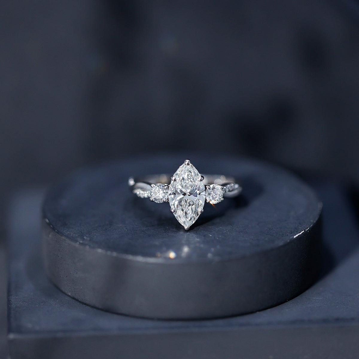 2 Carat Marquise Cut Lab Grown Diamond Crossover Engagement Ring with IGI Certificate