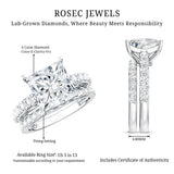 4 Carat IGI Certified Lab Grown Diamond Princess Cut Bridal Ring Set